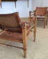 Paire de fauteuils safari en chêne et cuir fauve – Danemark, 60’s